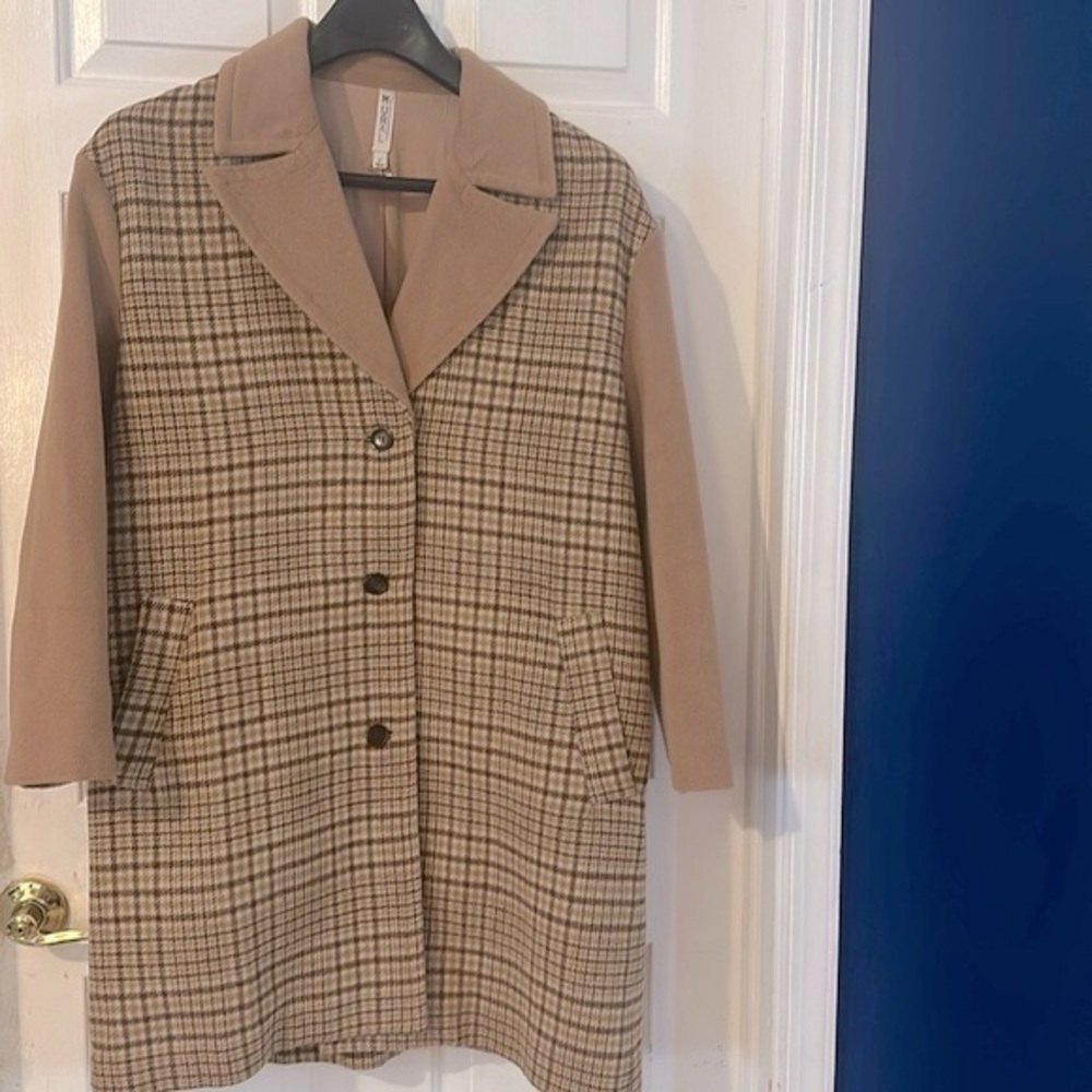 Women’s Mural Plaid Longline Coat Jacket Wool
Blend Brown Size Small - Picture 4 of 13
